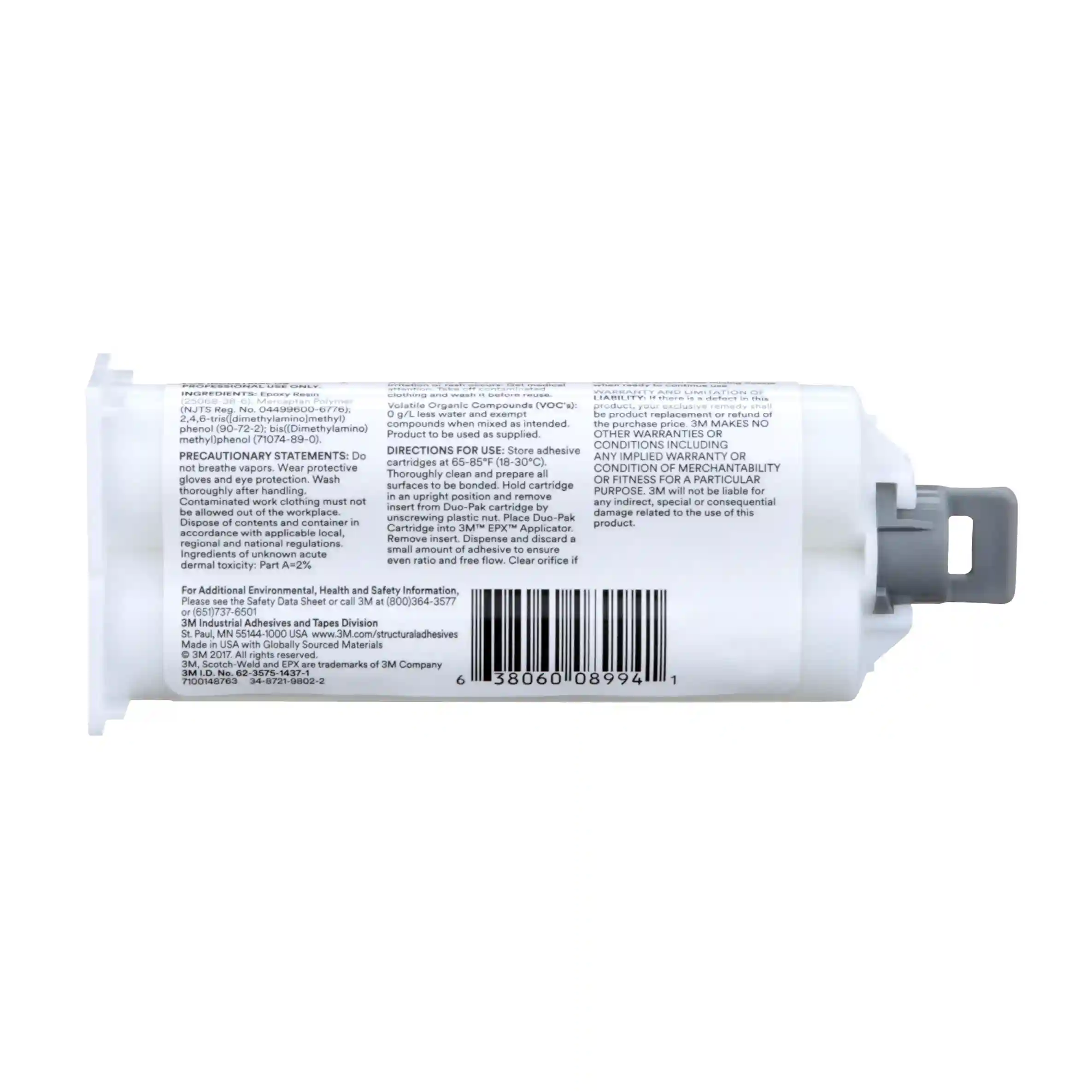 3M™ 스카치-웰드™ 경질 에폭시 접착제 DP100, 투명, 48.5 mL 듀오팩 thumbnail 4