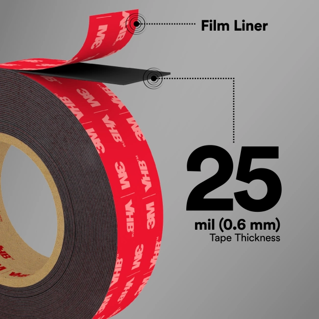 3M™ VHB™ 도장 표면 전용 아크릴 폼 테이프 5925, 검정, 1193.8 mm x 32.9 m thumbnail 3