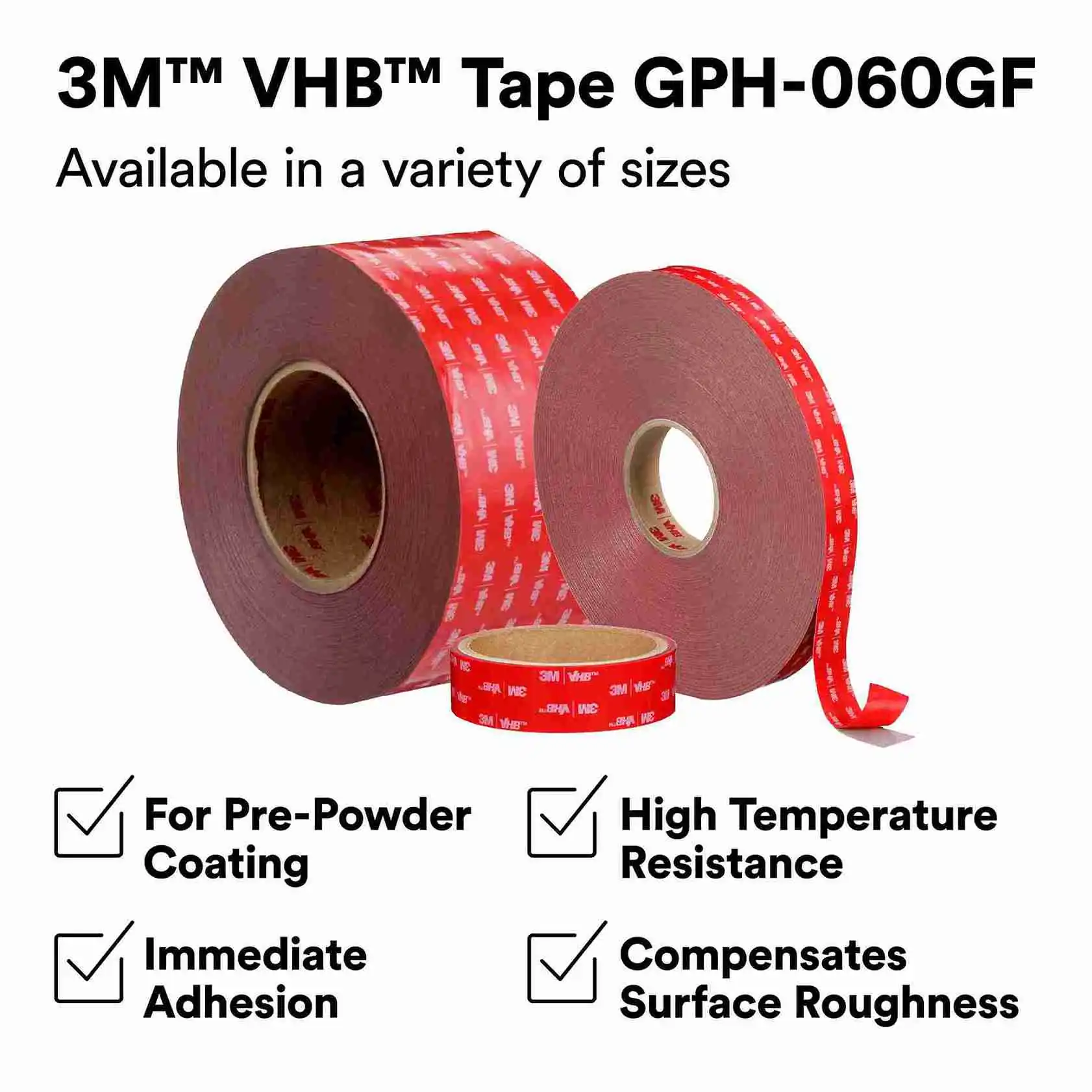 3M™ VHB™ 고내열 아크릴 폼 테이프 GPH-060GF, 회색, 1150 mm x 33 m thumbnail 2