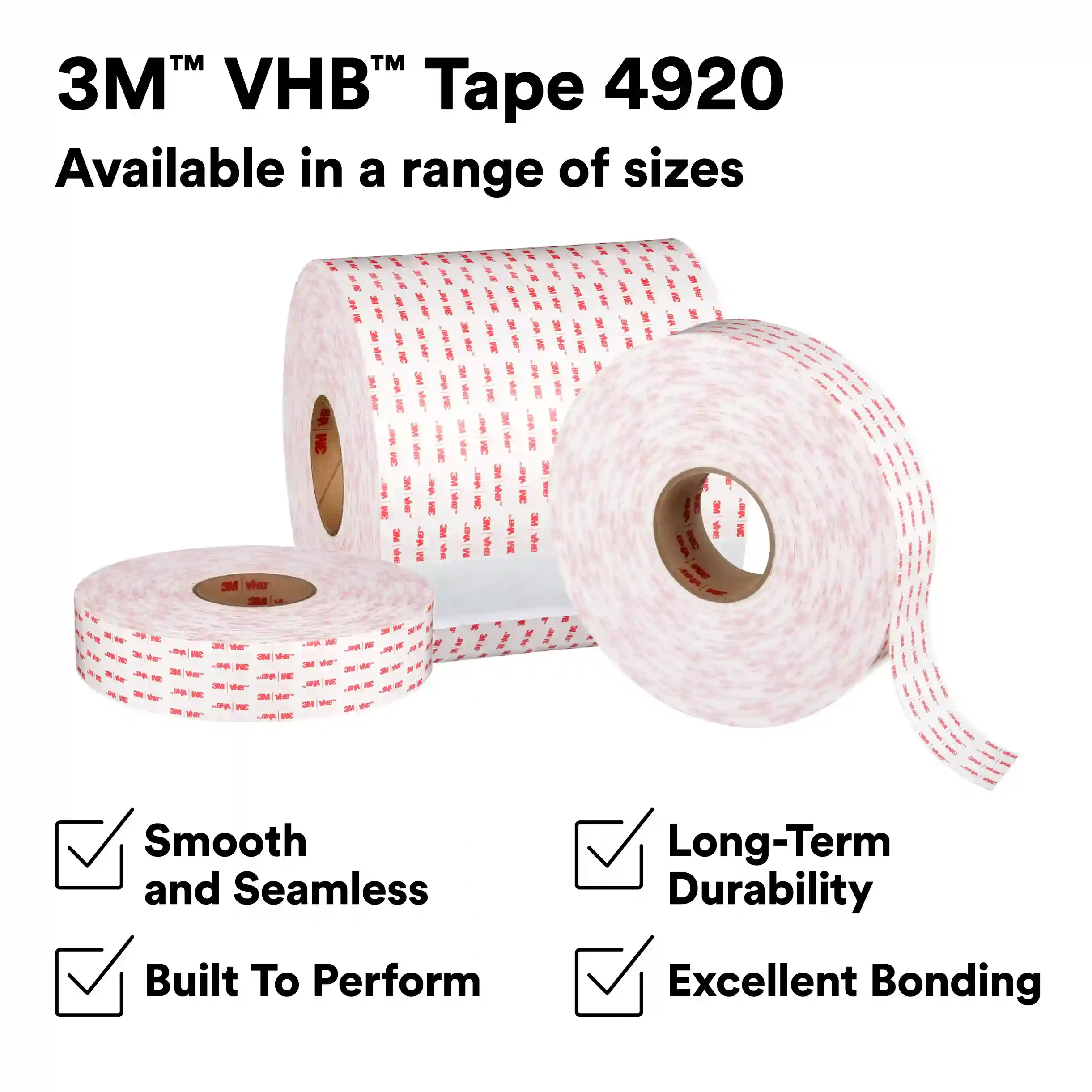 3M™ VHB™ 금속 및 유리 전용 아크릴 폼 양면 테이프 4920, 흰색, 1200 mm x 33 m thumbnail 2