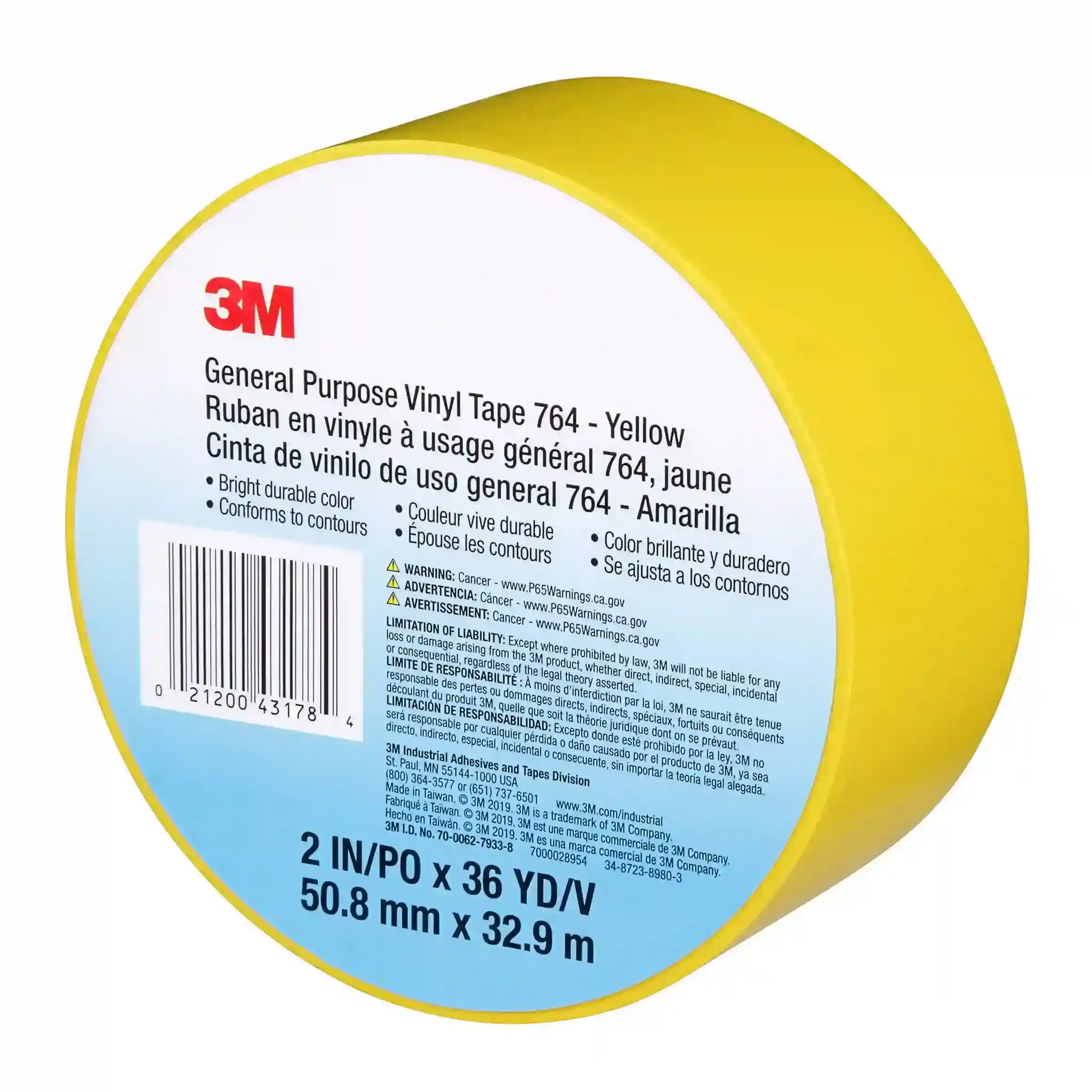 3M™ 다목적 비닐 테이프 764, 노랑, 50.8 mm x 32.92 m thumbnail 4