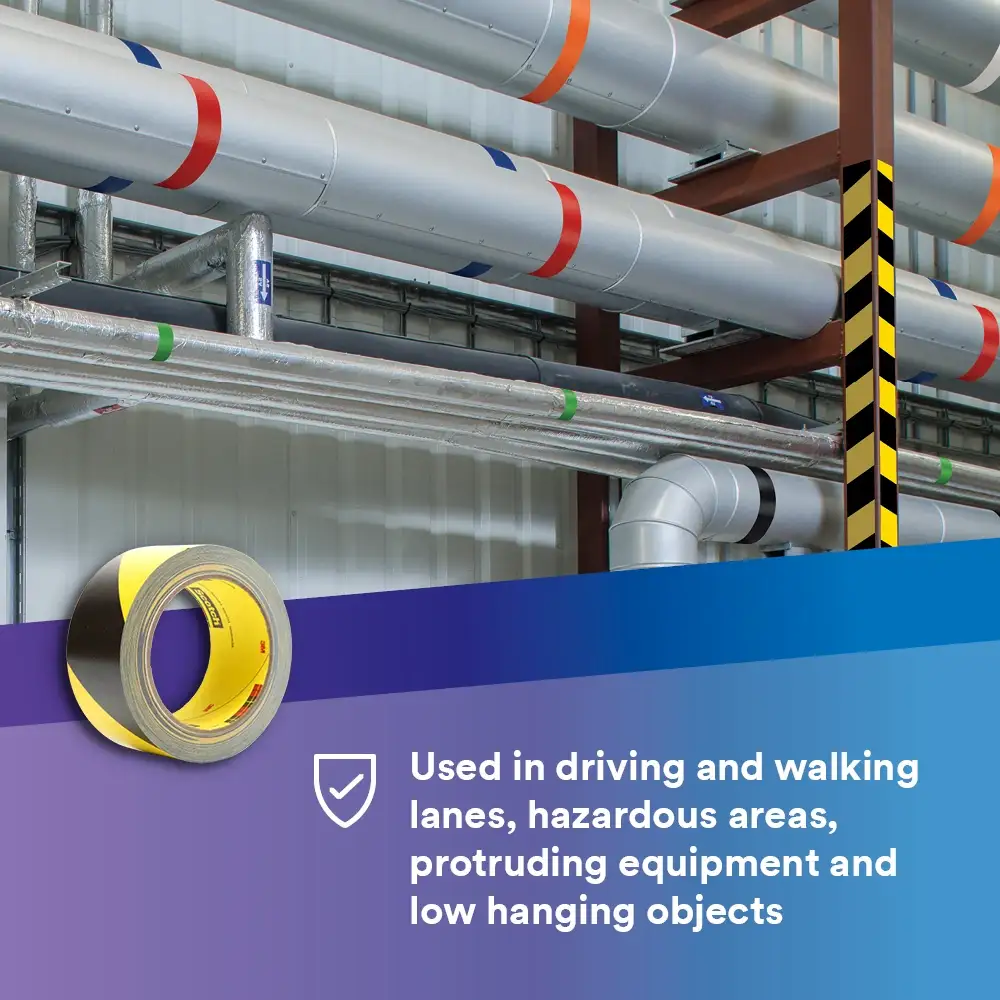 3M™ 안전 줄무늬 비닐 테이프 5702, 검정/노랑, 50.8 mm x 32.91 m thumbnail 6